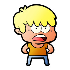 worried cartoon boy