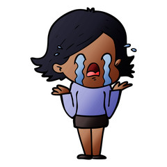 cartoon woman crying