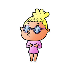 cartoon woman wearing glasses