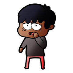 cartoon exhausted boy