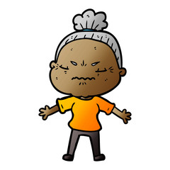 cartoon annoyed old lady