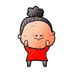 cartoon happy old woman