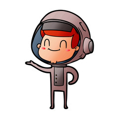 happy cartoon astronaut