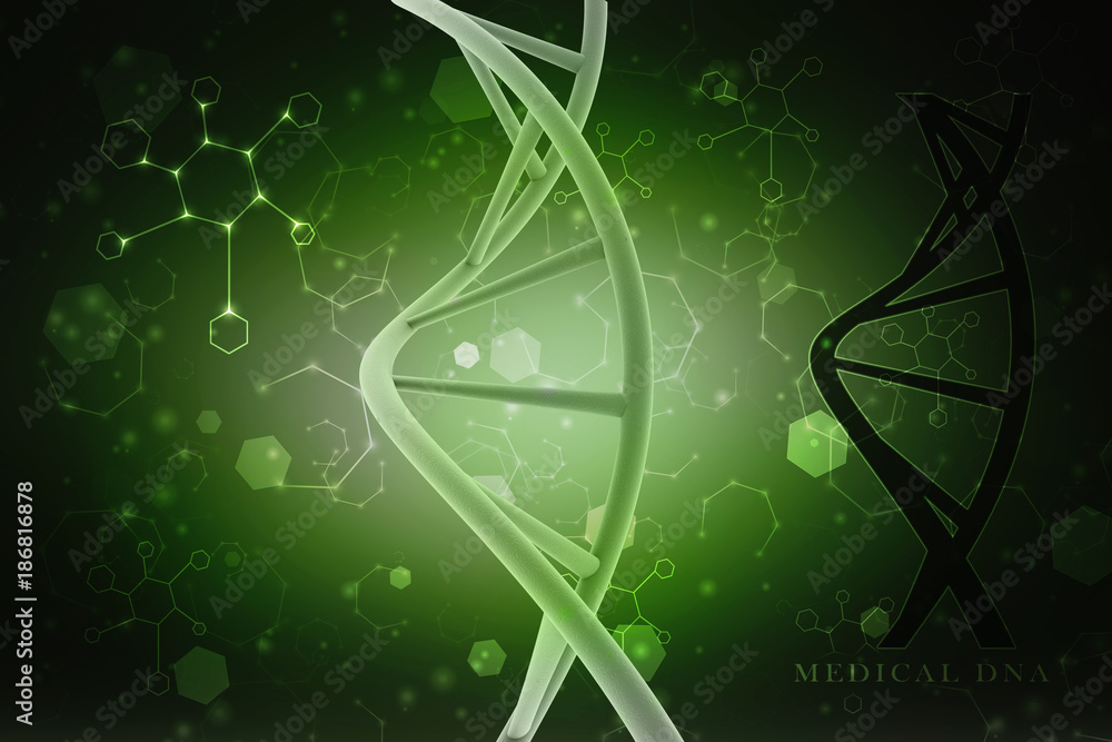 Poster 3d render of dna structure, abstract background