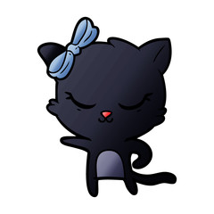 cute cartoon cat with bow