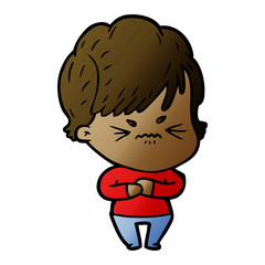 cartoon frustrated woman