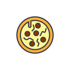 Pizza filled outline icon, line vector sign, linear colorful pictogram isolated on white. Symbol, logo illustration. Pixel perfect vector graphics
