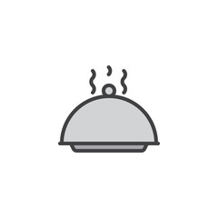 Covered platter filled outline icon, line vector sign, linear colorful pictogram isolated on white. Cloche symbol, logo illustration. Pixel perfect vector graphics