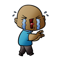 cartoon crying bald man