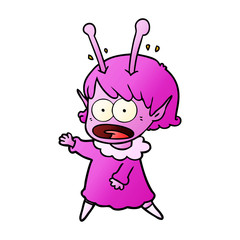 cartoon shocked alien girl