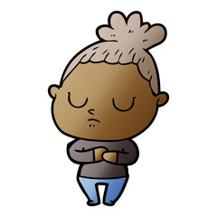 cartoon calm woman