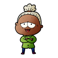 cartoon happy old lady