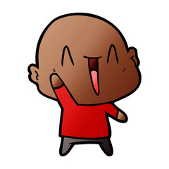 happy cartoon bald man