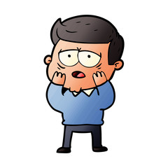 cartoon tired man