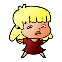 cartoon worried woman