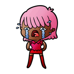 cartoon girl crying