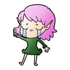 cartoon crying elf girl