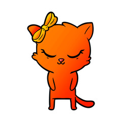 cute cartoon cat with bow