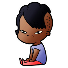 cute cartoon girl with hipster haircut