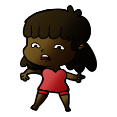 cartoon worried woman
