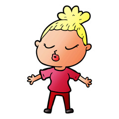 cartoon calm woman