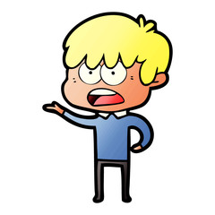 worried cartoon boy