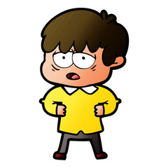 cartoon exhausted boy
