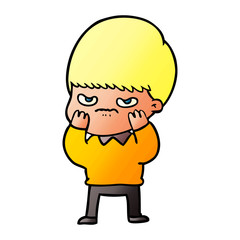 annoyed cartoon boy