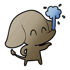 cute cartoon elephant spouting water