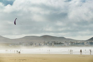 Famara-stunning beach for surfers. Lanzarote. Canary Islands. Spain