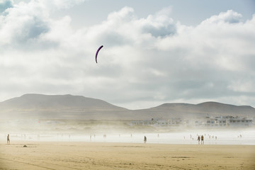 Famara-stunning beach for surfers. Lanzarote. Canary Islands. Spain