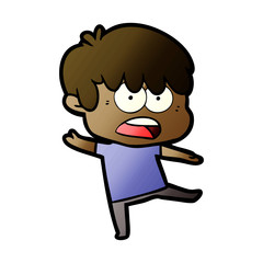 worried cartoon boy