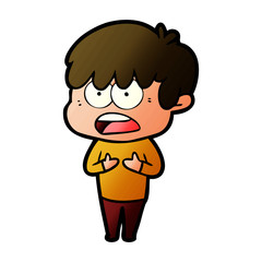 worried cartoon boy