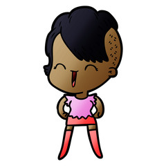 Obraz premium cartoon happy hipster girl