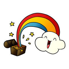 cartoon rainbow and pot of gold