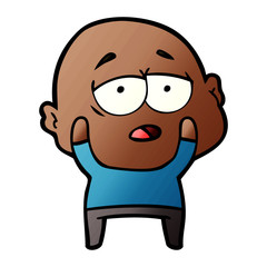 cartoon tired bald man