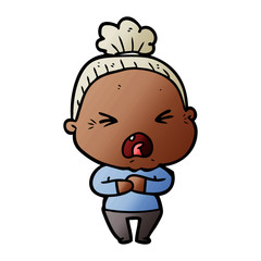 cartoon angry old woman