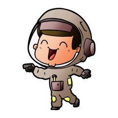 happy cartoon astronaut