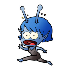 cartoon shocked alien girl