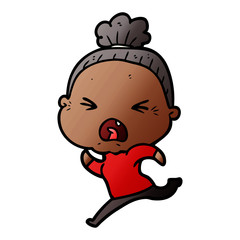 cartoon angry old woman