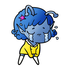 cartoon crying alien girl