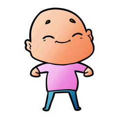 happy cartoon bald man