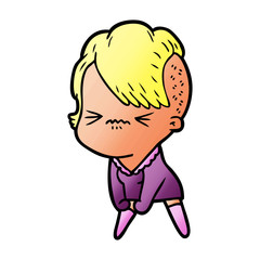 cartoon annoyed hipster girl
