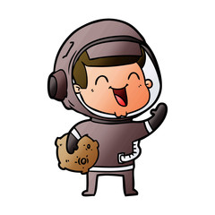 happy cartoon astronaut