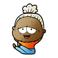 cartoon happy old lady