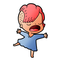 cartoon cool hipster girl talking