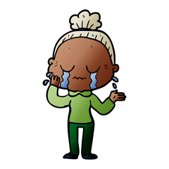 cartoon crying old lady