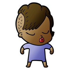 cartoon pretty hipster girl