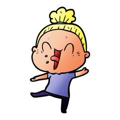 cartoon happy old woman