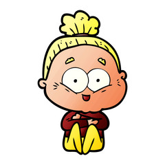 cartoon happy old woman